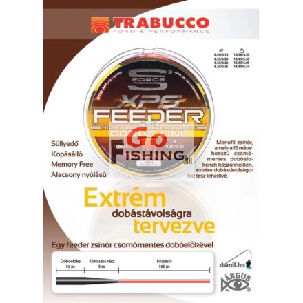 Trabucco S-Force Feeder Plus Conus 200 m 0,25-0,185 mm elvékonyodó távdobó zsinór