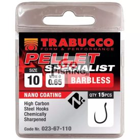   Trabucco Pellet Specialist Barbless szakáll nélküli horog, méret: 10