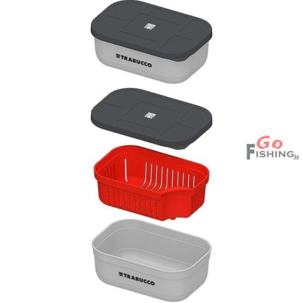 Trabucco Baitsafe Box 0,6l sealed + Strainer, légmentes csalitartó doboz szűrőedénnyel