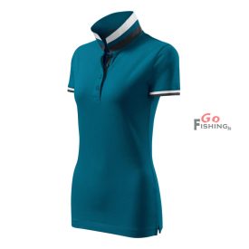   MALFINI Premium® Collar Up Női petrol kék Galléros póló S